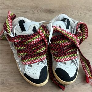 Lanvin White and Black Sneakers with Colorful Laces